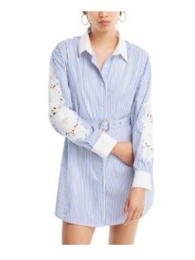Generation Love Mabel Lace Combo Pinstripe Dress, M/L
